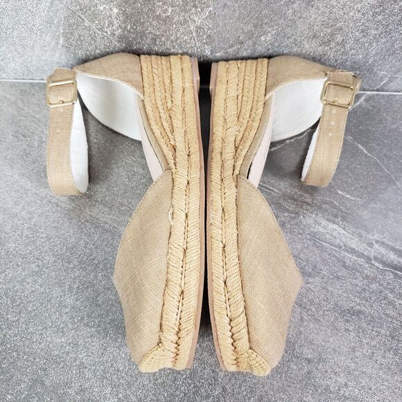 Jack Rogers Shoes Womens 9.5 Palmer Gold Espadrilles Closed Toe Wedge Sandals - Picture 4 of 10